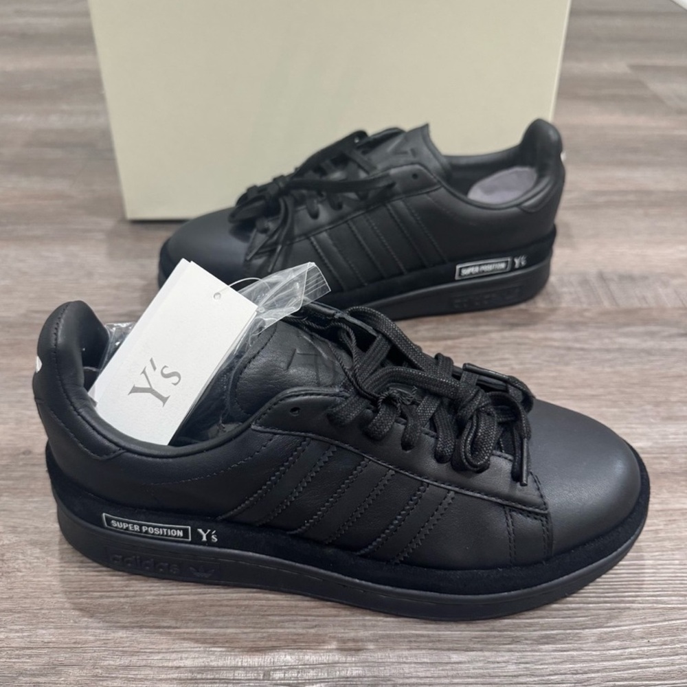 Y’s by Yohji Yamamoto Y3 adidas Wedge Stan Black Leather Sneakers